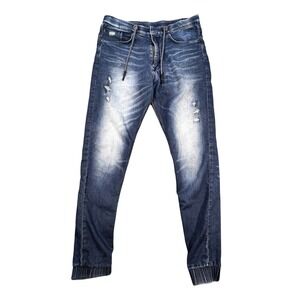 Buffalo David Bitton Blue Zoltan-X Jogger Jeans Mens 31x32 Distressed